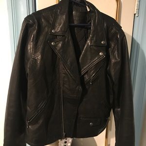 Levis size large black leather motorcycle jacket